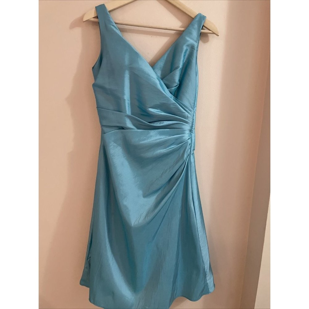 IMPRESSION Bridal Sleeveless Ruched Blue/Aqua Prom/Bridesmaid Sz 12 EU USA 10